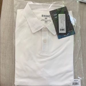 Rhône White Delta Pique Polo Shirt - Brand New